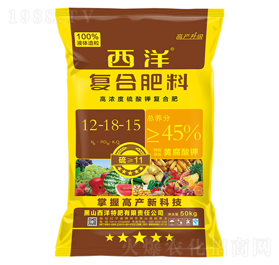 高濃度硫酸鉀復(fù)合肥12-18-15-西洋肥業(yè)