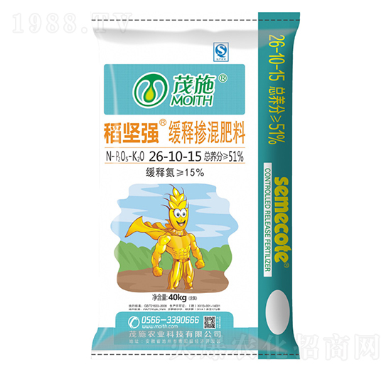 水稻專用緩釋摻混肥料26-10-15-稻堅強-茂施