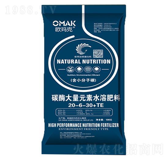 碳酶大量元素水溶肥20-6-30+TE-歐瑪克-方護
