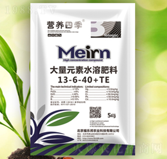 5kg高鉀型大量元素水溶肥料13-6-40+TE-營養(yǎng)四季-福樂邦
