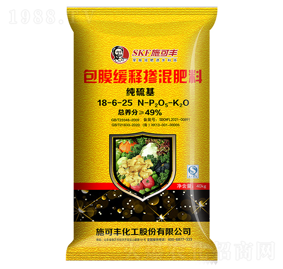 純硫基包膜緩釋摻混肥料18-6-25-施可豐
