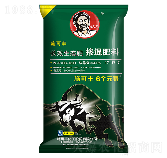 長效生態(tài)肥摻混肥料17-17-7-6個元素-施可豐