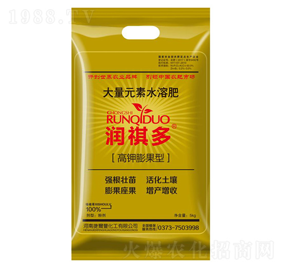 高鉀膨果型大量元素水溶肥-潤(rùn)祺多-捷爾豐化工