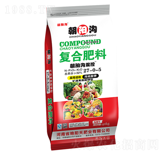 礦源黃腐酸鉀型高塔造粒復(fù)合肥料27-0-5-朝陽溝雙控-艷陽天肥業(yè)