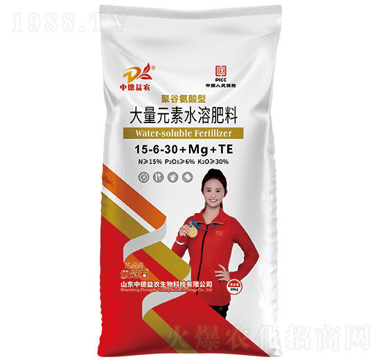 聚谷氨酸型大量元素水溶肥料15-6-30+Mg+TE-云冠石-中德益農