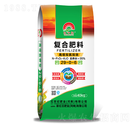 40kg高塔雙氮雙效復合肥料29-0-6-紅世紀